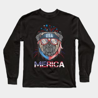 Cute Dog Merica Memorial Day Patriot Long Sleeve T-Shirt